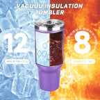 40 oz Tumbler with Lids and Straws, Stainless Steel Insulated Coffee Tumbler, Double Wall Vacuum Insulated Travel Mug Cup, Leakproof Thermal Coffee Cup for Hot and Cold Drinks (Purple)
