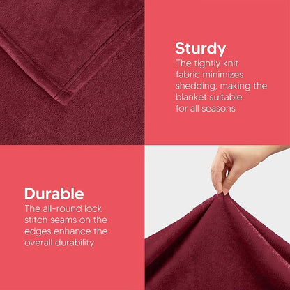 Utopia Bedding Soft Fleece Bed Blanket Throw Size Burgundy | Microfiber Plush - Image 5