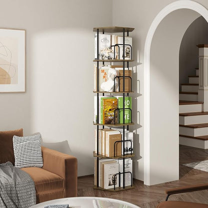SUNMORY 5 Tier Rotating Bookshelf Tower, Revolving 360 ° Spinning Bookcase - Image 8