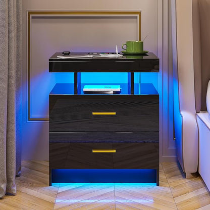 HNEBC Auto LED Nightstand with Wireless Charging Station & USB Ports, High - Image 8