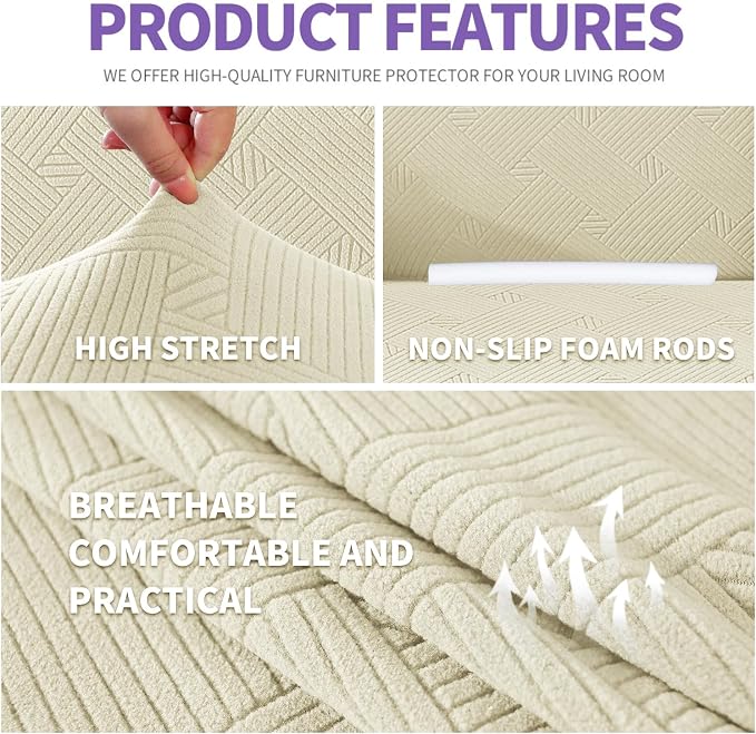 ZNSAYOTX Oversized Super Stretch Couch Cover, New Striped Sofa Covers - Image 4