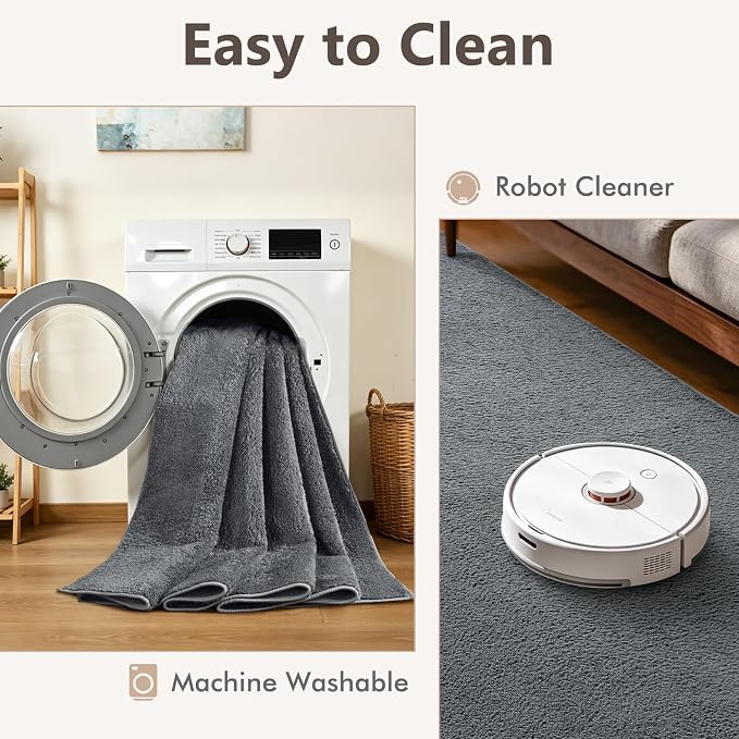 2x10 Dark Grey Solid Runner Rug Washable Non-Slip - Image 7