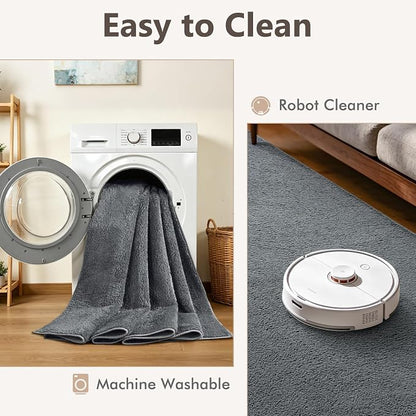 2x10 Dark Grey Solid Runner Rug Washable Non-Slip - Image 7