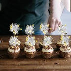 30 PCS Foil Firework Cupcake Toppers Happy Birthday Star Cupcake Picks Sparkle Tinsel Drink Stirrers Cocktail Fruit Toothpicks for Valentine's Day Wedding Birthday Party Decorations Supplies Silver