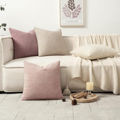 MIULEE Soft Decorative Chenille Pillow Covers Light Pink 16x16 Pack of 4 | - Image 5