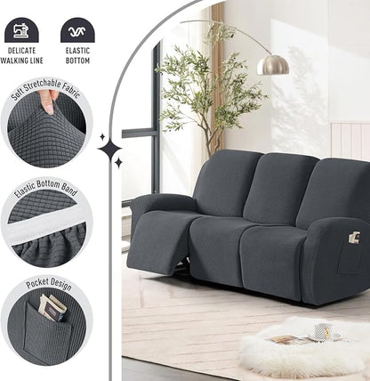 TAOCOCO Recliner Sofa Covers 8-Pieces Stretch Large Couch Covers - Image 3