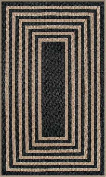 Lahome Enfys Modern Geometric Easy Jute Outdoor Rug, 3x5 Black Indoor Outdoor - Image 8