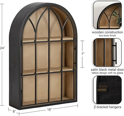 Kate and Laurel Megara Decorative Wooden Hanging Arched Wall Cabinet - Image 3