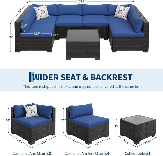 Garvee 7-Piece Outdoor Sectional Furniture Set, Patio Furniture Sets - Image 2