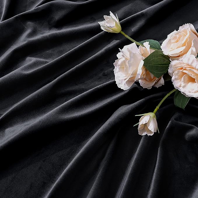 MIULEE Black Velvet Curtains 52x63 inches 2 Panels Luxury Blackout Curtains | - Image 4