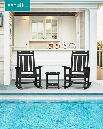 SERWALL Oversized Rocking Chair Outdoor, HDPE Outdoor Rocking Chair - Image 2