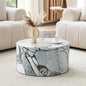 Round Coffee Table, 23.6" Modern Faux Marble Drum Coffee Table, Round Accent by BAOPIN