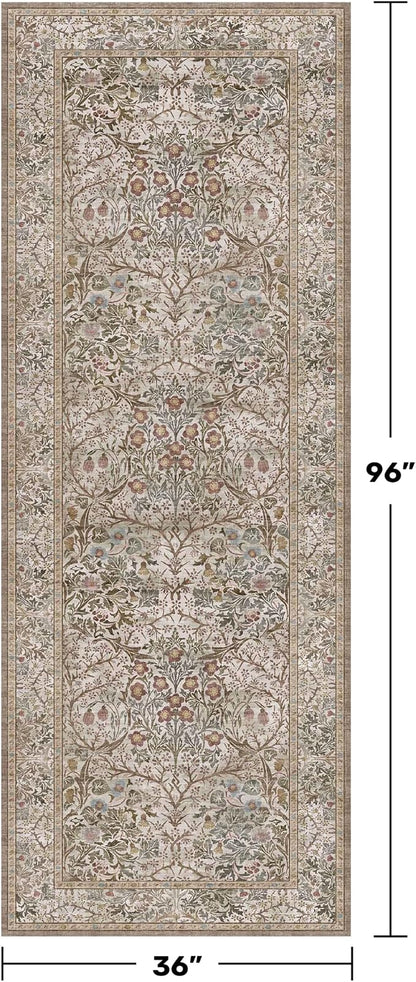 Moss Green 3x8 Oriental Runner Rugs - Image 2