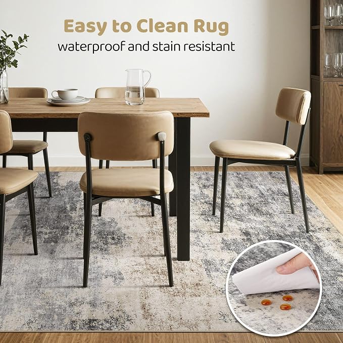 LOONGRUG 4x6 Area Rug Machine Washable Neutral Modern Rugs Grey Brown | - Image 6