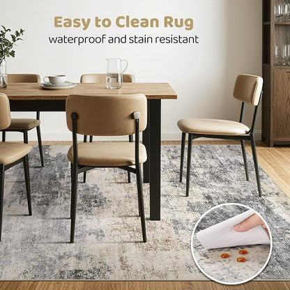 LOONGRUG 3x5 Rug Machine Washable Neutral Modern Soft Rug Grey Brown | Stain - Image 6