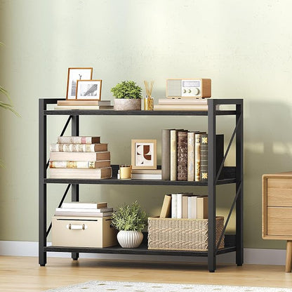 HOOBRO Bookshelf, 3-Tier Industrial Bookcase, Book Shelf Storage Organizer - Image 2