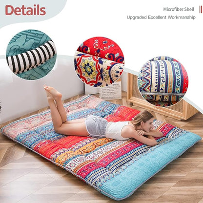 MAXYOYO Bohemian Retro Floor Mattress Vintage Floral Japanese Futon Mattress - Image 7
