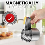 Spring Chef Magnetic Stainless Steel Measuring Cups (Patent Pending), Kitchen Tools with Easy to Read Markings for Measuring Dry or Liquid Ingredients, Set of 7, Multicolor