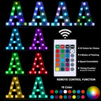 Foaky Colorful LED Letter Lights with Remote,Marquee Light Up Letters Sign for Night Light Wedding/Birthday Party Battery Powered Christmas Lamp Home Bar Decoration(R)