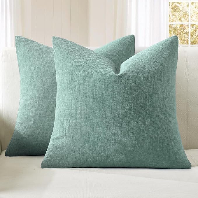 MIULEE Aqua Green Chenille Couch Throw Pillow Covers, 20x20 | Set of 2 by MIULEE