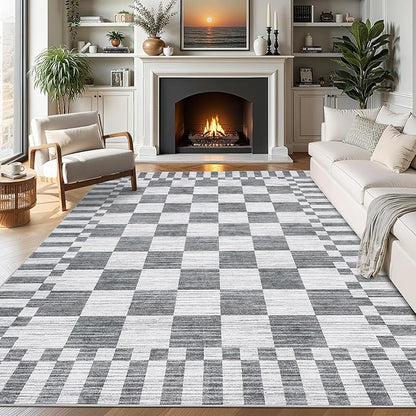 GarveeHome Checkered Rug 4x6 Area Rugs by GarveeHome