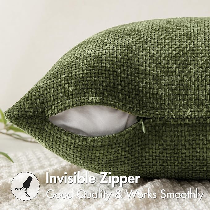MIULEE Decorative Couch Throw Pillow Covers 18x18 Inch Olive 2 Pack | Modern - Image 5