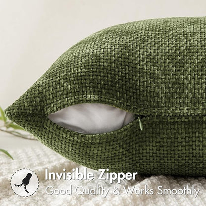 MIULEE Decorative Couch Throw Pillow Covers 18x18 Inch Olive 2 Pack | Modern - Image 5