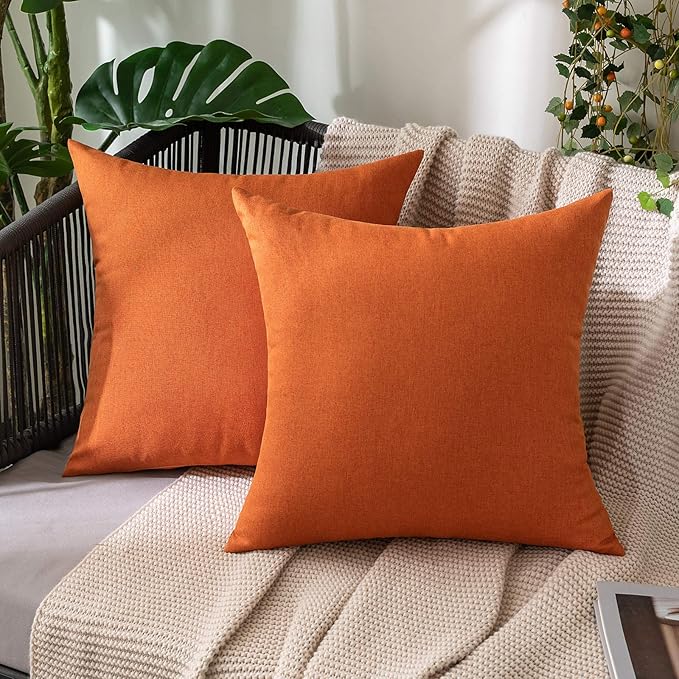 MIULEE Pack of 2 Decorative Outdoor Solid Waterproof Throw Pillow Covers Faux by MIULEE