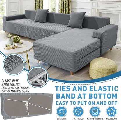 ZNSAYOTX Sectional Couch Covers, Stretch Jacquard Slipcovers - Image 3