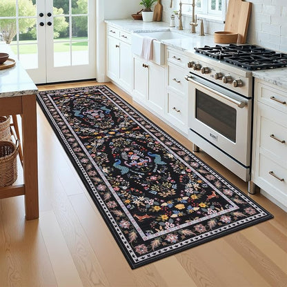 HEBE Hallway Runner Rug 2'x6', Washable Non Slip Kitchen Rug Runner | Soft Boho - Image 9