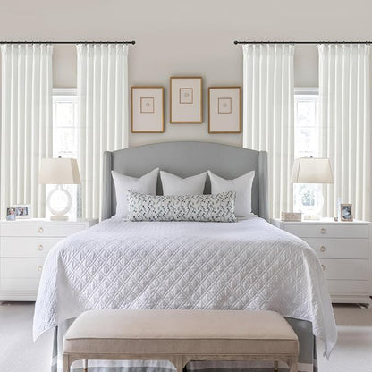 Pure White Short Thick Linen Viral Curtains 54 Inch Length 2 Panel Set - Image 7