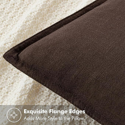 MIULEE Decorative Linen Euro Sham Pillow Covers 28x28 Inch Dark Brown | Boho - Image 2