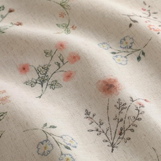 Boho Floral 100% Blackout Curtains 63 Inch 2 Panels Linen Texture | Farmhouse - Image 2