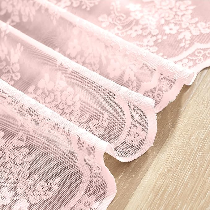 YJ YANJUN Vintage Lace Curtains 30 inch Length 2 Panels - Image 5