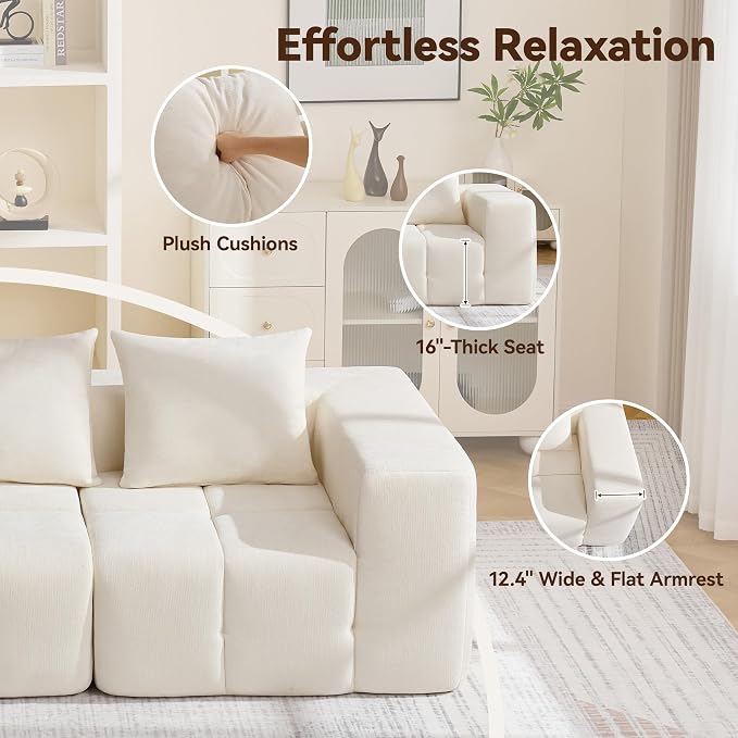 119" Boneless Couch, Oversized Cloud L Shaped Couch, Modular Sectional 4 Seater - Image 5