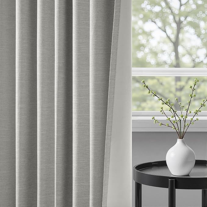 Topfinel Frost Grey Linen Curtains 84 Inches Long 2 Panels Set - Image 4