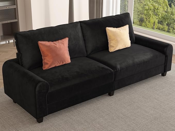 EASE MOOSE 88.5" Large Seat Velvet Loveseat Sofa, Soft Deep Seat Couches by EASEMOOSE