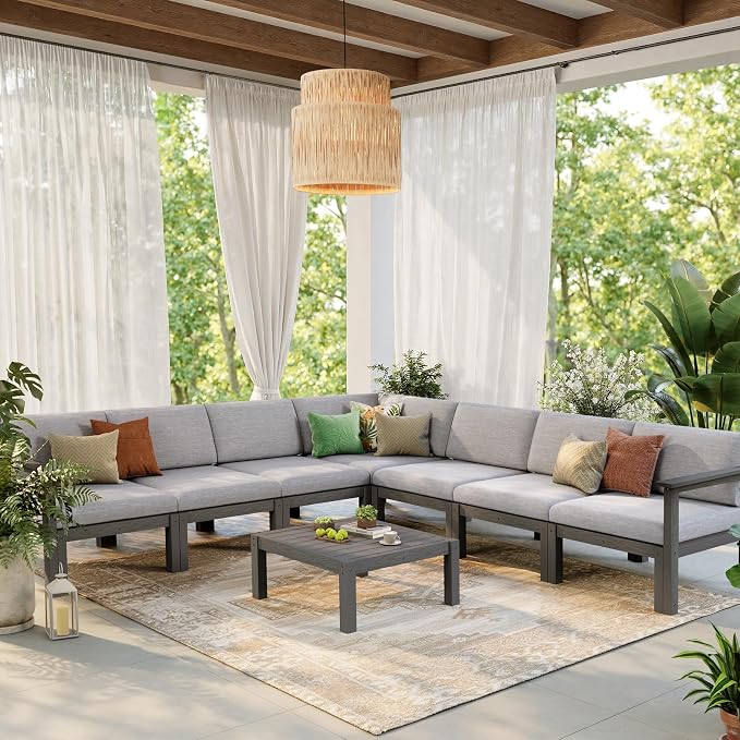 Stoog 6-Piece Modular Outdoor Sectional Sofa Set, All-Weather Patio Furniture - Image 9