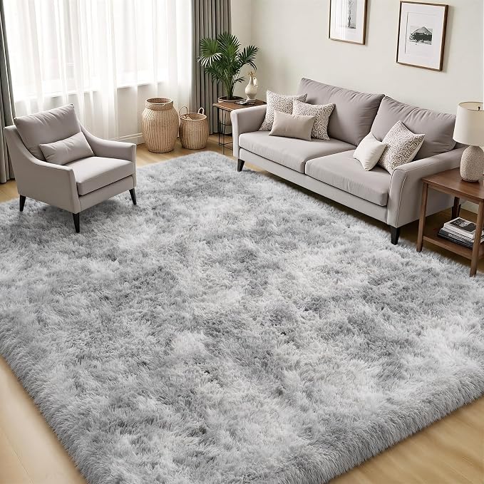 PLHXFR 4x6 Area Rugs Living Room: Fluffy Bedroom Shag Rug Light Grey | Upgrade - Image 3