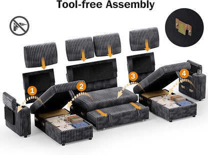 Vipbear 108" Modular Sectional Sleeper Sofa - Image 4