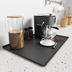 Silicone Coffee Mat, 24 x 16 Inch Non-Slip Heat Resistant, Large and Small Combination Bar Mat, Convex Edge Spill Resistant Design for Coffee Machines and Kitchen Countertops,Wave Pattern Black