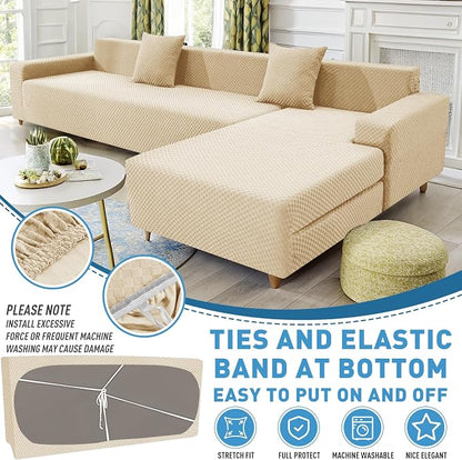 ZNSAYOTX Sectional Couch Covers, Stretch Jacquard Slipcovers - Image 3