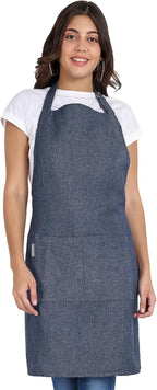 Chef Apron, Recycled Cotton Kitchen Apron with an Adjustable Neck with Long Ties, for cooking, baking