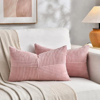 Fancy Homi 2 Packs Blush Pink Lumbar Decorative Throw Pillow Covers 16x28 Inch by Fancy+Homi