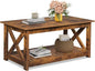 WLIVE Farmhouse Coffee Table for Living Room, 40.1" Rustic Center Table by WLIVE