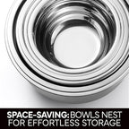 COOK WITH COLOR Stainless Steel Mixing Bowls Set with Lids - Nesting Bowls with Non-Slip Bottom, Black, 12 Pieces