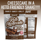 Giant Sports Keto Cheesecake Shake Mix - Delicious Low Carb, Ketogenic Diet Gluten Free Powder Mix - Works Great with Almond Milk - Chocolate (20 Serving Bag)