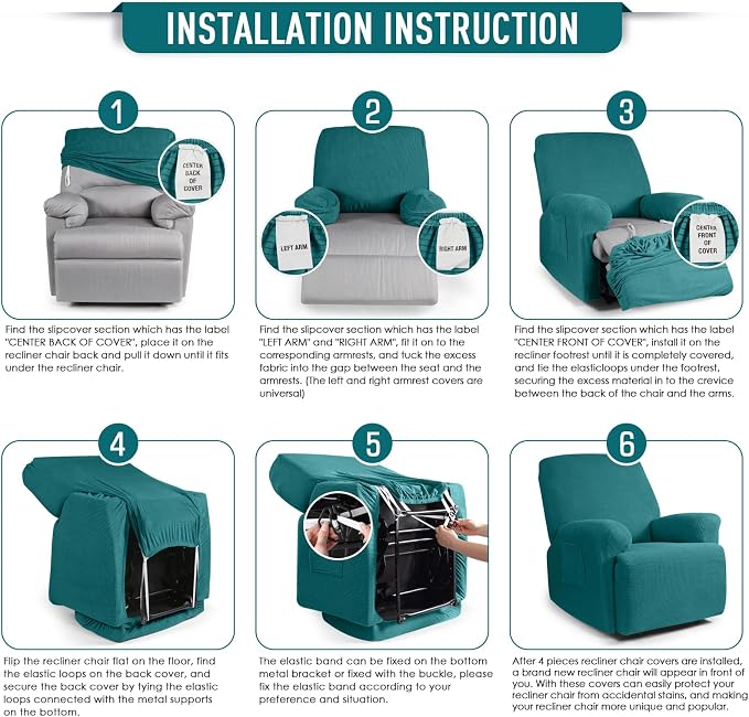 TAOCOCO Oversized Recliner Chair Covers, 1 Seater Streach Recliner Covers Soft - Image 6