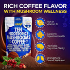 Wixar Nootropics Mushroom Coffee - Ten Superfood Extract Instant Coffee Powder with Lions Mane, Turkey Tail, Reishi, Chaga, Shiitake, Rhodiola Rosea, Gotu Kola, Bacopa - 5oz Mushrooms Supplement