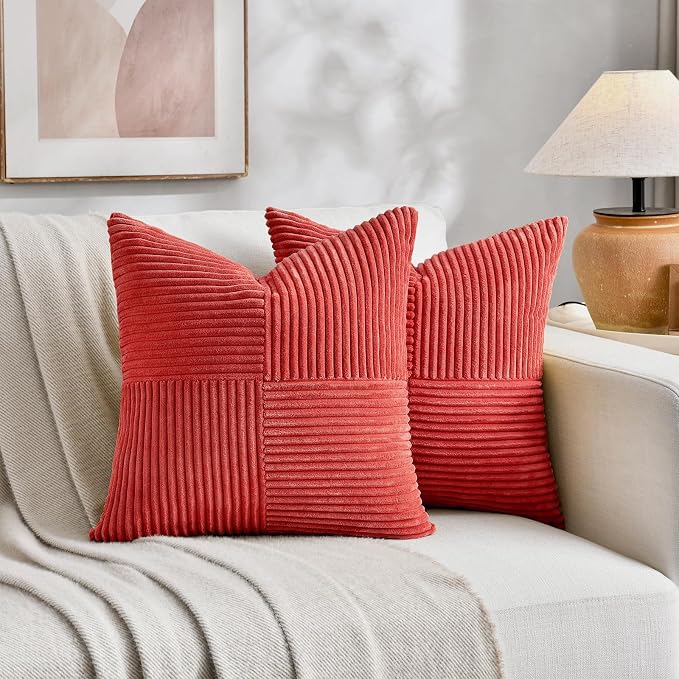 Fancy Homi 2 Packs Red Decorative Throw Pillow Covers 22x22 Inch - Image 6